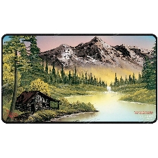 Bob Ross Mountain Retreat Black Stitched Playmat