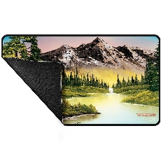 Bob Ross Mountain Retreat Black Stitched Playmat