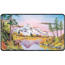 Bob Ross Mighty Mountain Lake Black Stitched Playmat