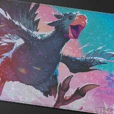 Playmat Holofoil MTG FF Traveling Chocobo Black